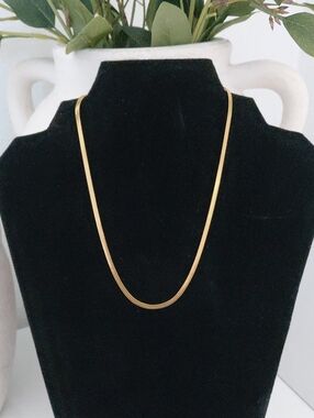 18K Gold Plated Stainless Steel Flat Chain Necklace